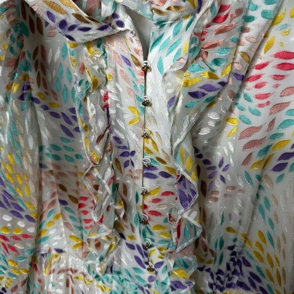 C/MEO Collective Ivory Burnout Velvet Long Sleeve Babydoll Mini Dress Sz S - Picture 5 of 12